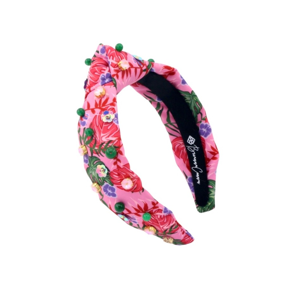BRIANNA CANNON CHILD SIZE PINK LUAU HEADBAND WITH CRYSTALS & BEADS